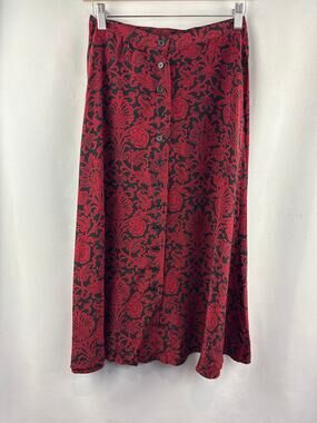 Women’s Jones New York Size 4 Red & Black Paisley Maxi Skirt